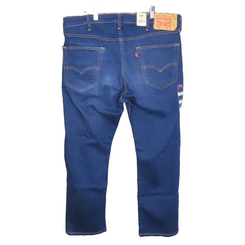 Levi's 501 Button Fly Jeans Mens 40 x 30 Blue Denim Dark Wash Straight Leg‎ NEW